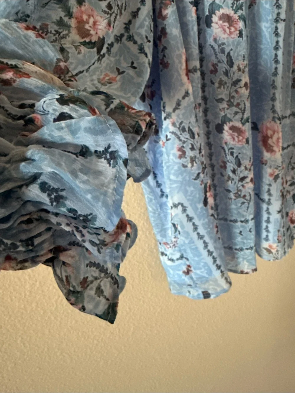 LC Lauren Conrad Blue Floral Square-Neck Peasant Blouse